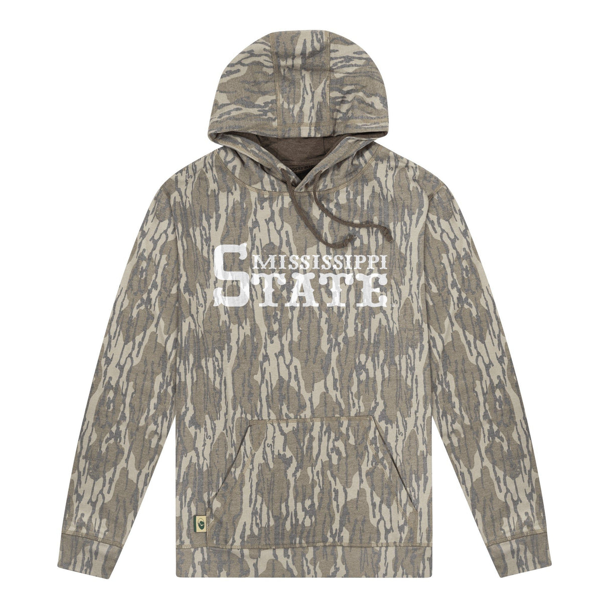 Mississippi State Mossy Oak Hoodie, white print on Mossy Oak Bottomland