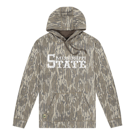 Mississippi State Mossy Oak Hoodie, white print on Mossy Oak Bottomland