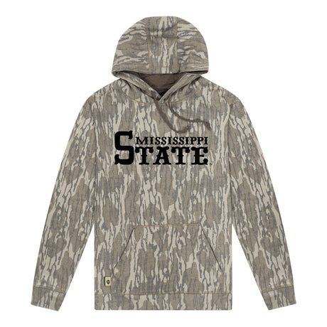 Mississippi State Mossy Oak Youth Hoodie, black print on Mossy Oak Bottomland