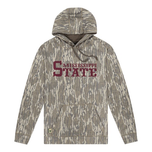 Mississippi State Mossy Oak Youth Hoodie, maroon print on Mossy Oak Bottomland