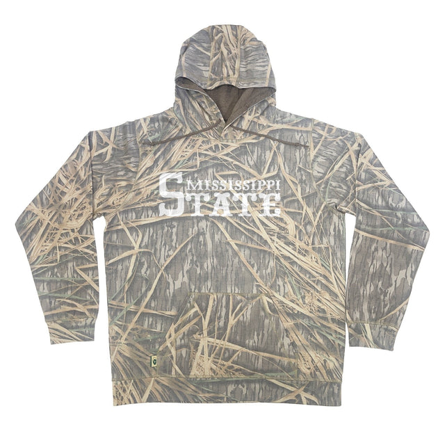 Mississippi State Mossy Oak Youth Hoodie, white print on Mossy Oak Shadow Grass