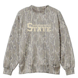 Mississippi State Mossy Oak Mockneck Sweatshirt (Bottomland), cream print on Mossy Oak Bottomland