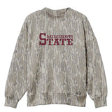 Mississippi State Mossy Oak Mockneck Sweatshirt (Bottomland), maroon print on Mossy Oak Bottomland