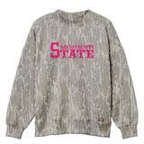 Mississippi State Mossy Oak Mockneck Sweatshirt (Bottomland), pink print on Mossy Oak Bottomland