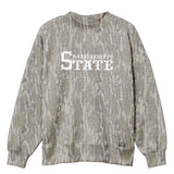 Mississippi State Mossy Oak Mockneck Sweatshirt (Bottomland), white print on Mossy Oak Bottomland