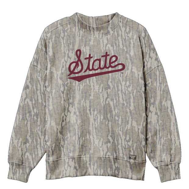 Mississippi State Script Mossy Oak Mockneck Sweatshirt (Bottomland)