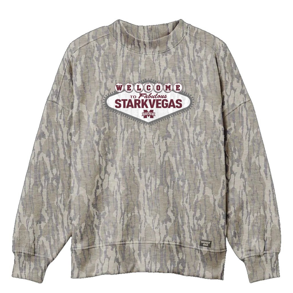 Welcome to StarkVegas Mossy Oak Mockneck Sweatshirt (Bottomland), multicolor print on Mossy Oak Bottomland