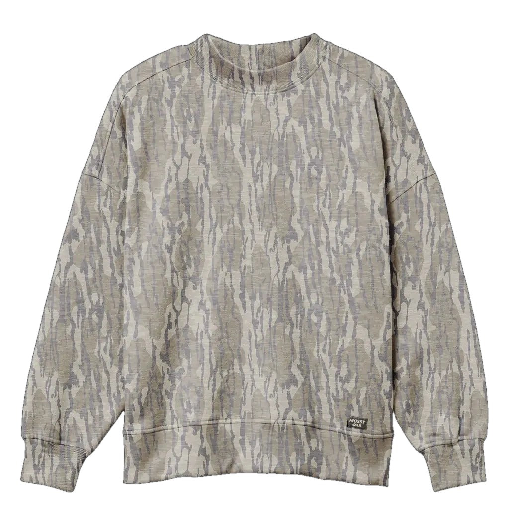 Mossy Oak Bottomland washed out tri-blend mock neck sweatshirt, blank