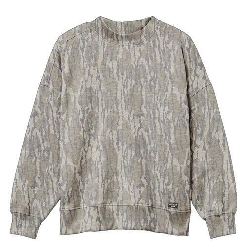 Mossy Oak Bottomland washed out tri-blend mock neck sweatshirt, blank