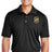Embroidered Starkville High swim logo on a black performance polo