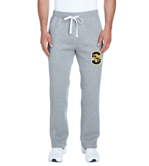 Starkville High swim logo on grey open bottom sweatpants