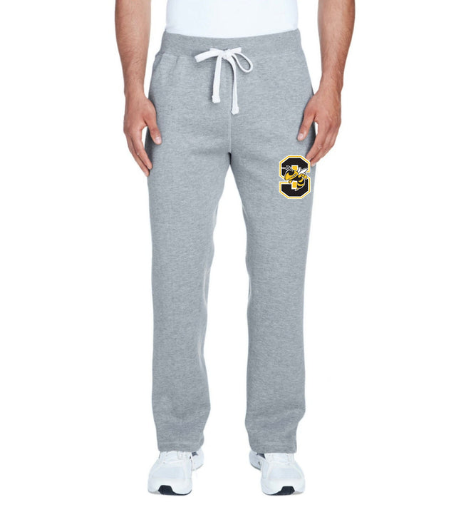 Starkville High swim logo on grey open bottom sweatpants