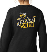Jacket Swim back print on a black long sleeve tee