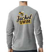 Jacket Swim back print on a grey long sleeve tee
