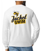 Jacket Swim back print on a white long sleeve tee