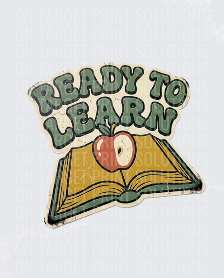 Ready To Learn Retro Open Book Apple Teacher Design