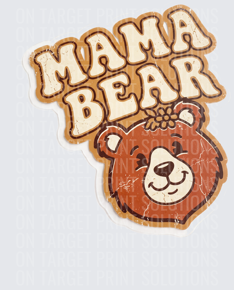 Mama Bear Retro Groovy Cute Bear Face Floral Distressed