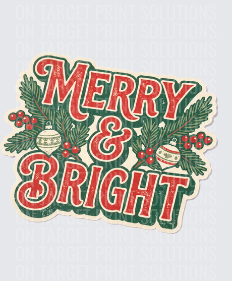 Merry & Bright Vintage Retro Christmas Holiday Design