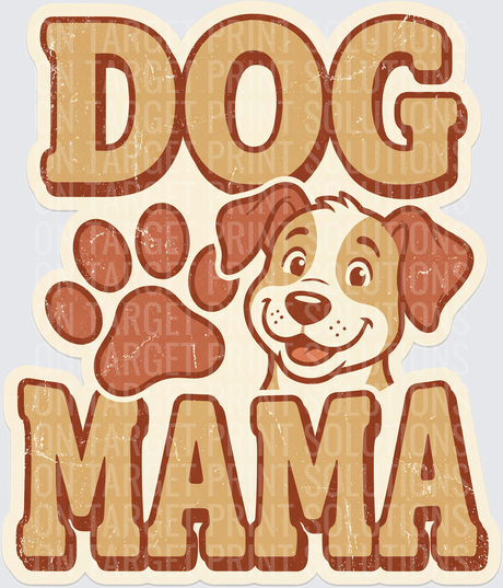 Dog Mama Retro Distressed Paw Print Cute Puppy Design