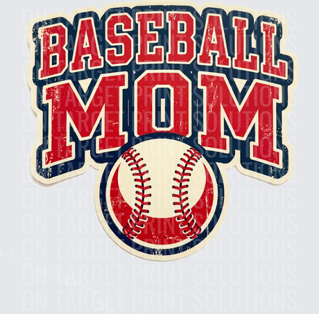 Vintage Distressed Baseball Mom Bold Lettering with Ball