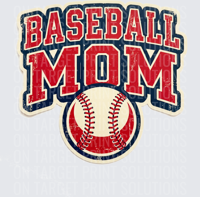 Vintage Distressed Baseball Mom Bold Lettering with Ball