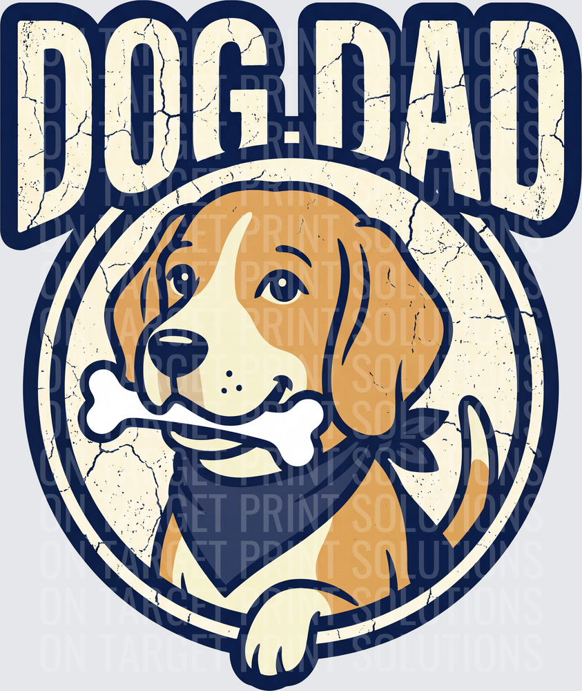 Dog Dad Vintage Distressed Beagle with Bone Badge
