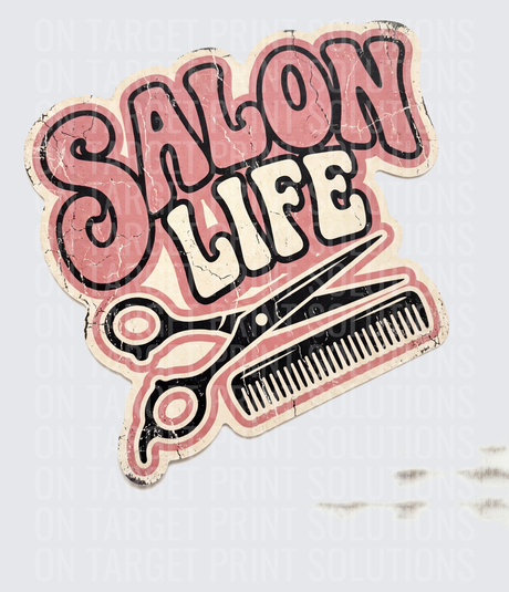 Salon Life Retro Distressed Scissors and Comb Design