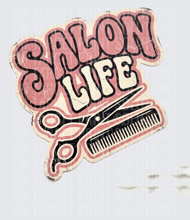 Salon Life Retro Distressed Scissors and Comb Design