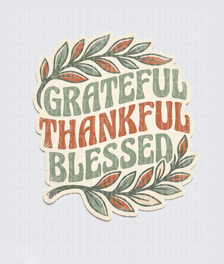Grateful Thankful Blessed Boho Floral Wreath Design