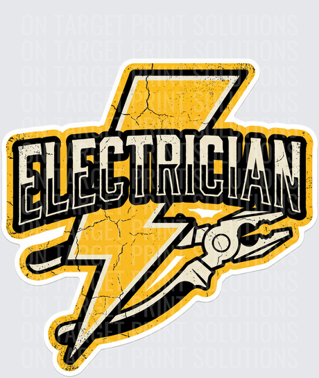 Electrician Bold Lightning Bolt Distressed Design with Pliers