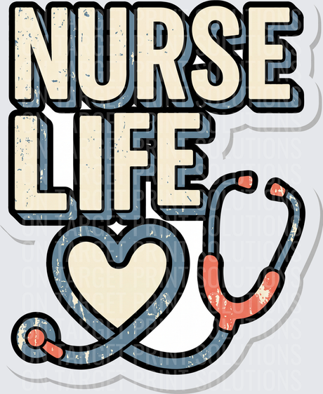 Nurse Life Distressed Stethoscope Heart Vintage Design