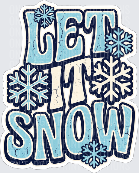 Let It Snow Retro Distressed Snowflake Winter Typography