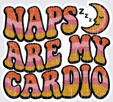 Naps Are My Cardio Retro Groovy Sleeping Moon ZZZ