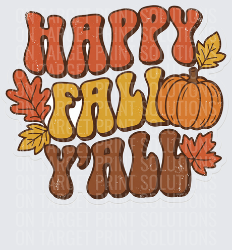 Happy Fall Y'all Retro Groovy Pumpkin Autumn Leaves Design